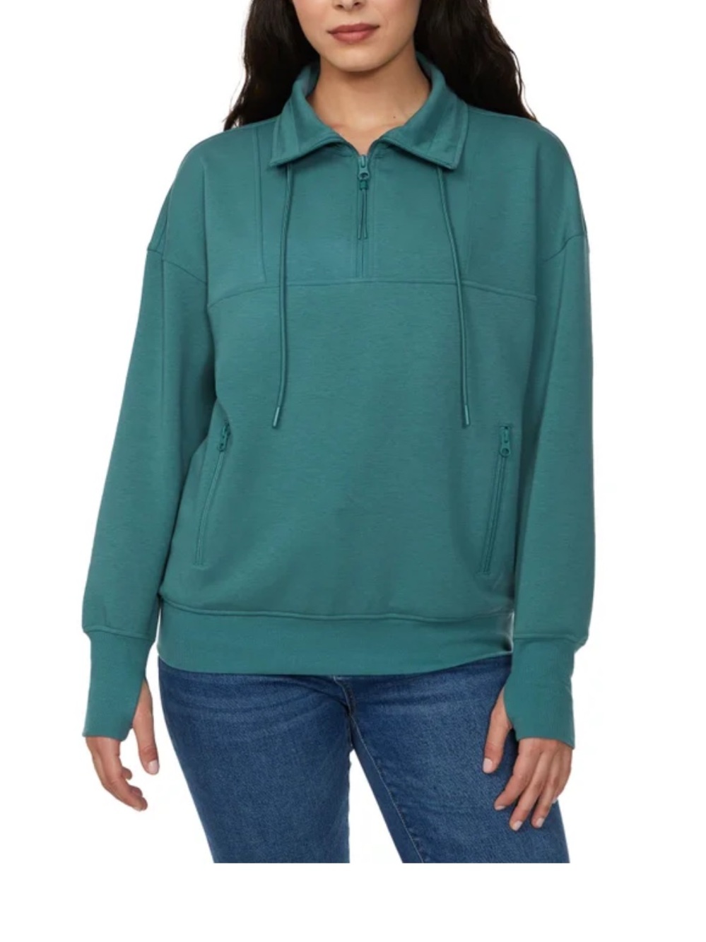BUFFALO - Women’s Half-Zip Pullover Sweatshirt - Teal